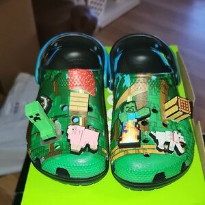 Kids Green Minecraft Crocs 12C